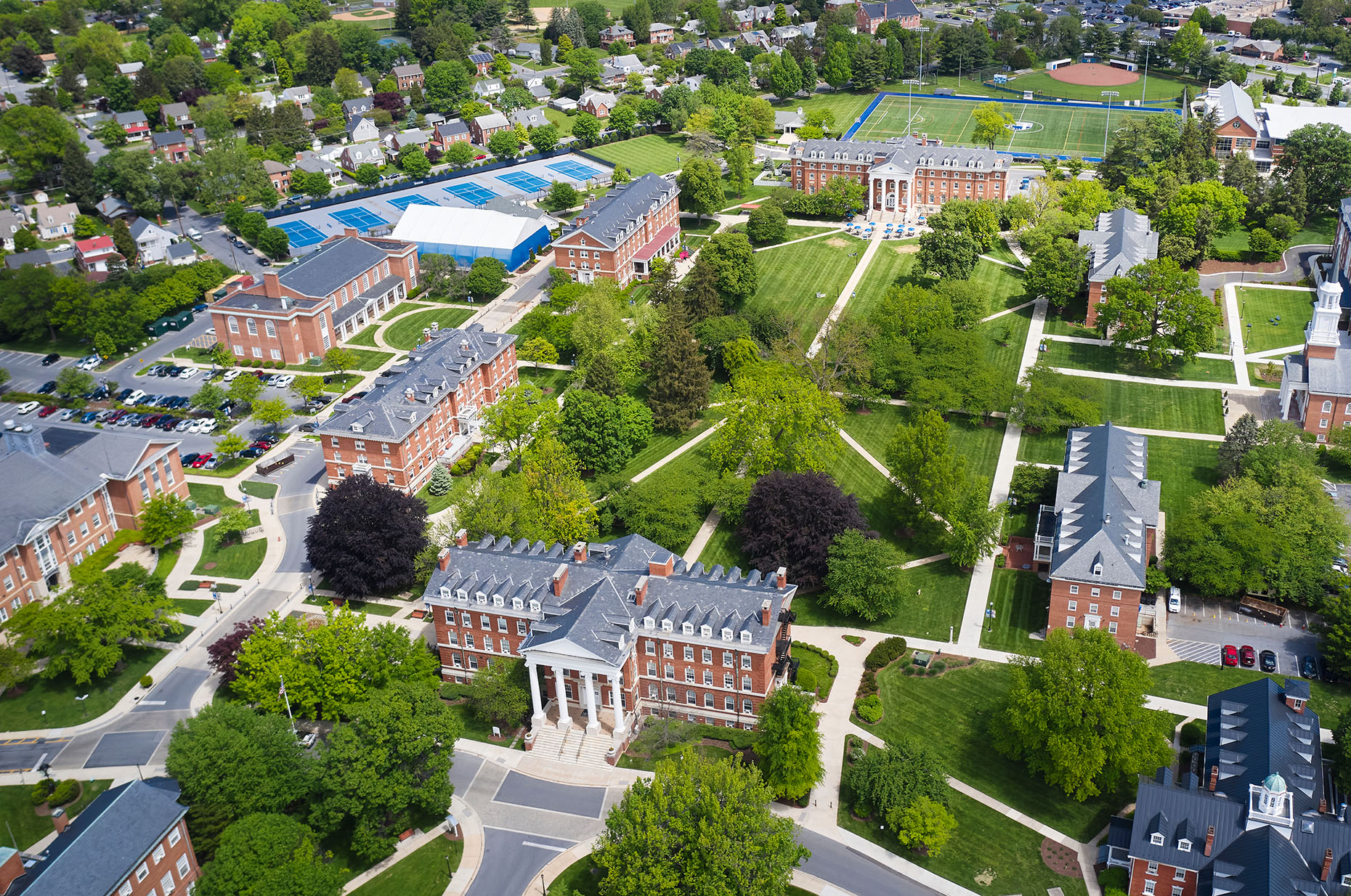 Aerial of Hood College Campus, Frederick, Maryland