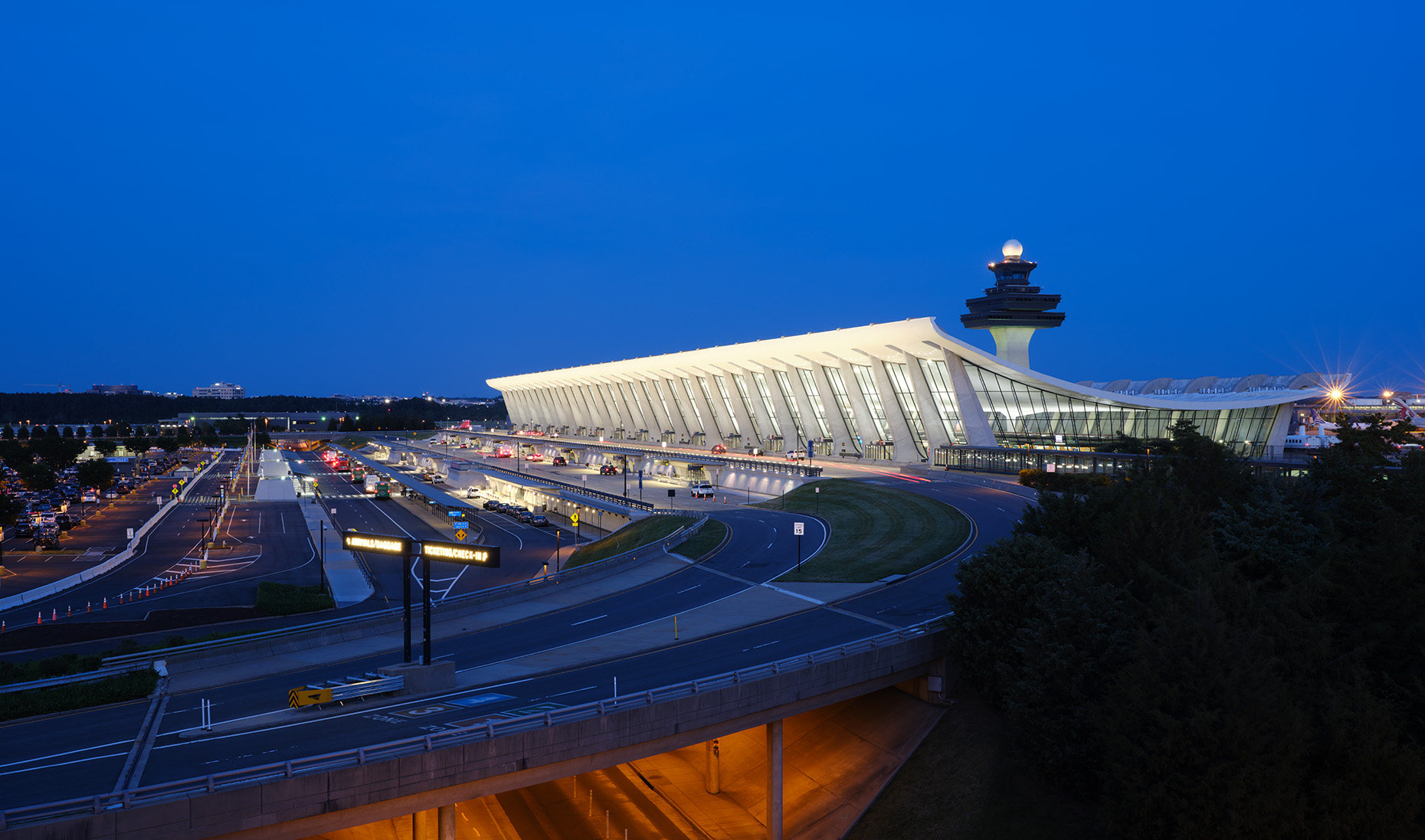 Dulles International Airport at dusk