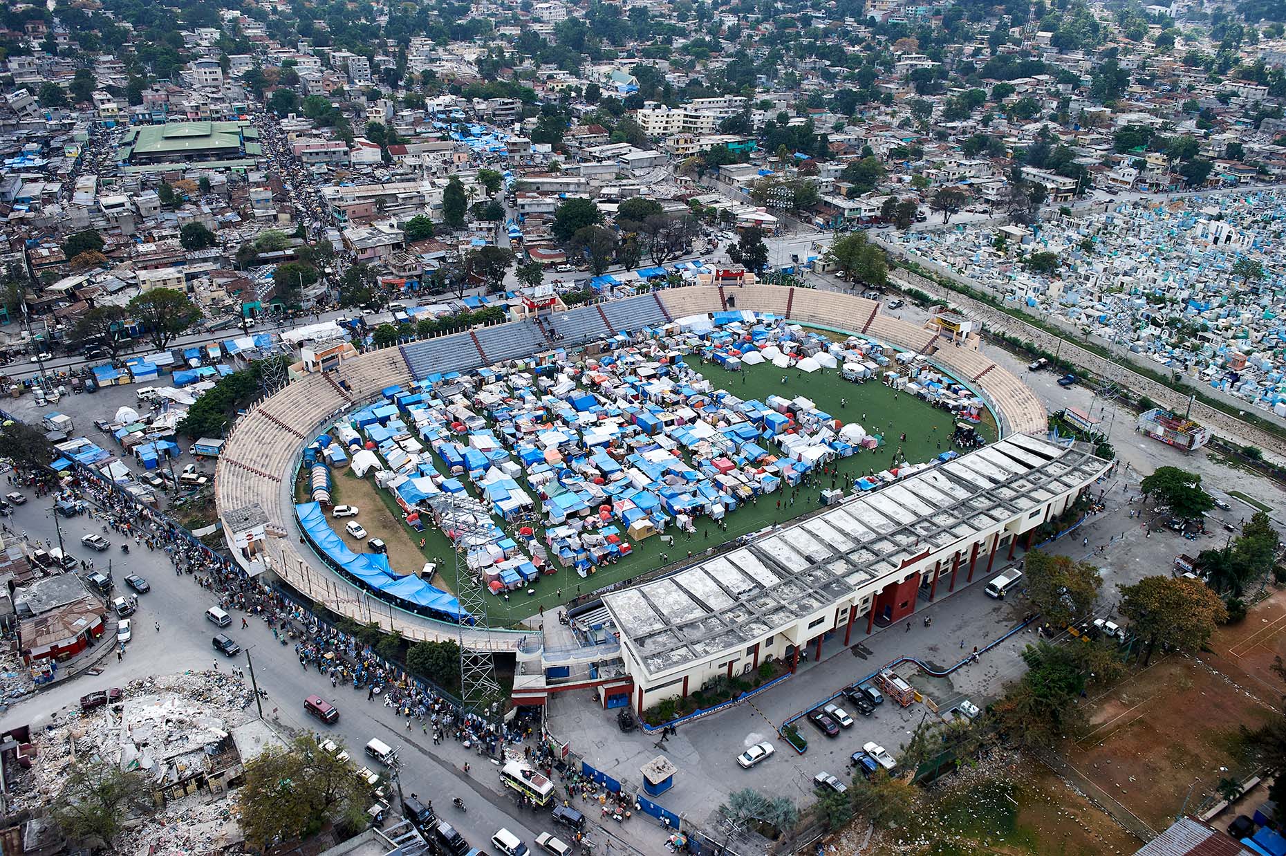 Stadium, Aerial, Port au Prince, Earthquake